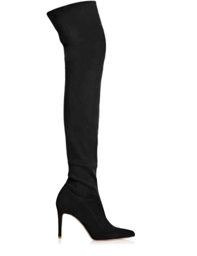 Smiling Shoes The Icon Boots Cd28sh In Black Stretch Suede