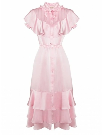 19.04 Silk Dress With Ruffles In Pink
