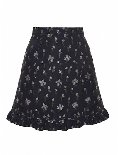 19.04 Floral-jacquard Mini Baby-doll Skirt In Black