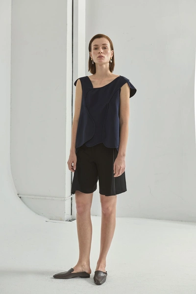 Viktoria Chan Swan Patched Top In Black