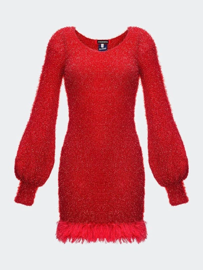 Andreeva Red Handmade Knit Dress With Glitter