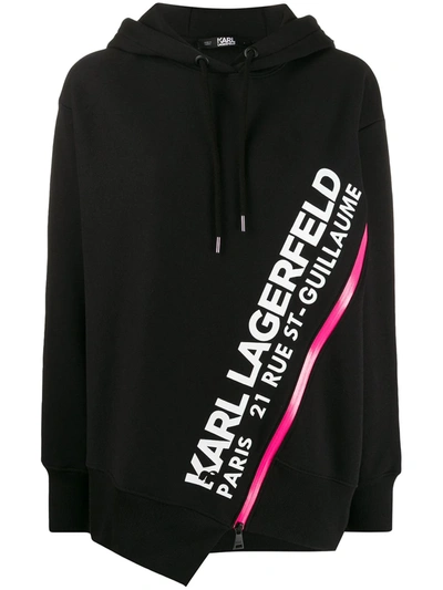 Karl Lagerfeld Women's Sweatshirt Zip Up Rue St-guillaume In Black
