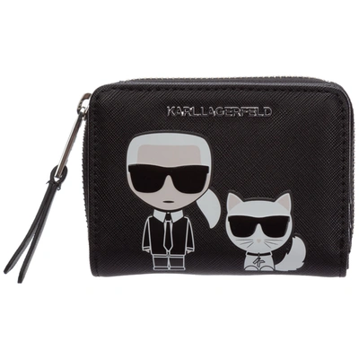 Karl Lagerfeld Women's Wallet Leather Coin Case Holder Purse Card Bifold  K/ikonik Capsule In Black