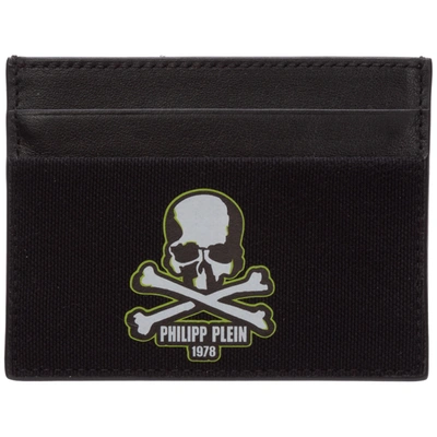 Philipp Plein Men's Genuine Leather Credit Card Case Holder Wallet Skull In Black