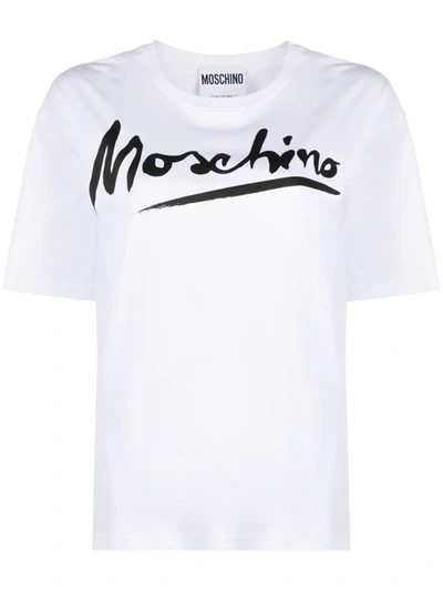 Moschino Logo Signature Print T-shirt In White