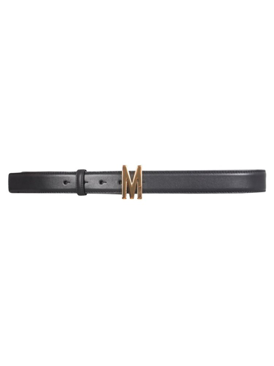 Moschino M Plaque Buckle Belt In Black