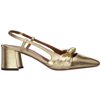 L'autre Chose Women's Leather Pumps Court Shoes High Heel In Gold