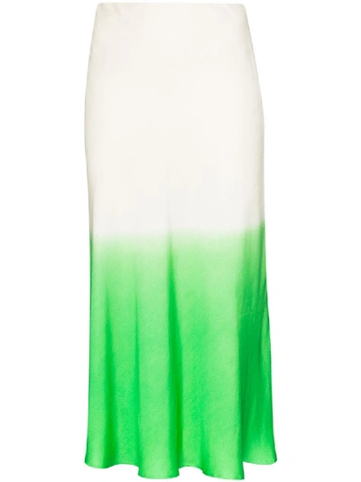 Carcel Gradient-dyed Silk Midi Skirt In White