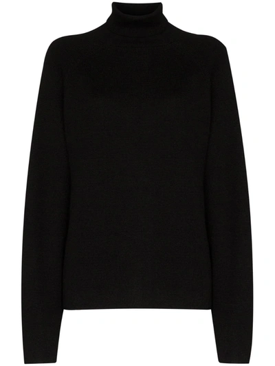 Carcel Black Milano Turtleneck Alpaca Wool Sweater
