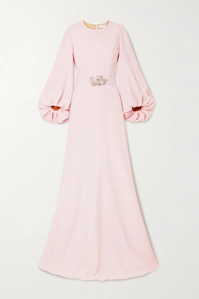 Andrew Gn Embellished Crepe Gown In Pastel Pink