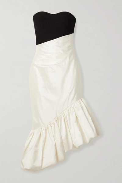 Rasario Ruffled Asymmetric Silk-blend Shantung And Cady Dress In Ivory