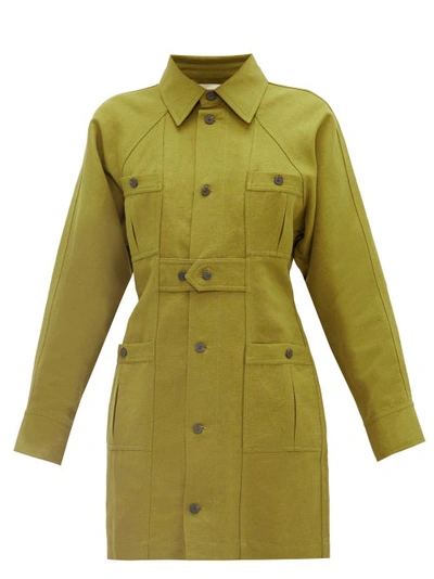 Mara Hoffman Net Sustain Ino Linen And Organic Cotton-blend Mini Shirt Dress In Army Green