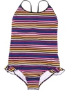 Sonia Rykiel Enfant Teen Scoop-back Striped Swimsuit In Blue