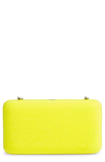 Judith Leiber Smooth Rectangle Neon Full-bead Clutch Bag In Yellow/ Silver