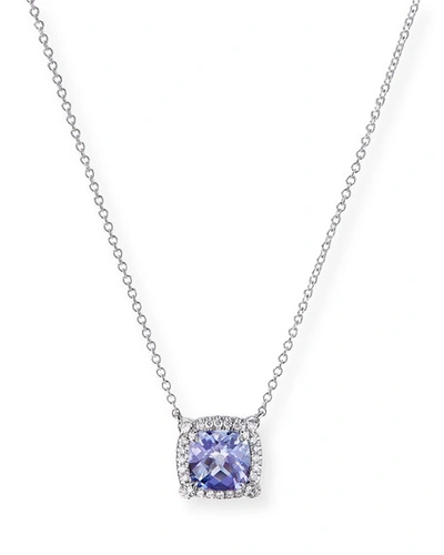 David Yurman 18k White Gold Petite Chatelaine Tanzanite & Diamond Pave Bezel Pendant Necklace, 18 In Blue/white