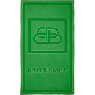 Balenciaga Green Bb Beach Towel In 3700 Green
