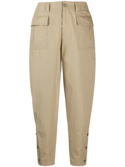 Dolce & Gabbana Buttoned-cuff Cotton-twill Safari Trousers In Neutrals