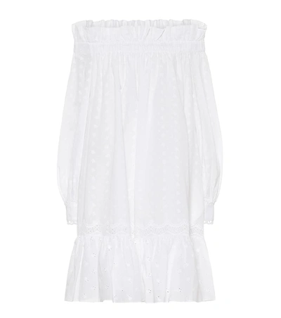 Erdem Blanca Off-the-shoulder Embroidered Cotton-voile Mini Dress In White