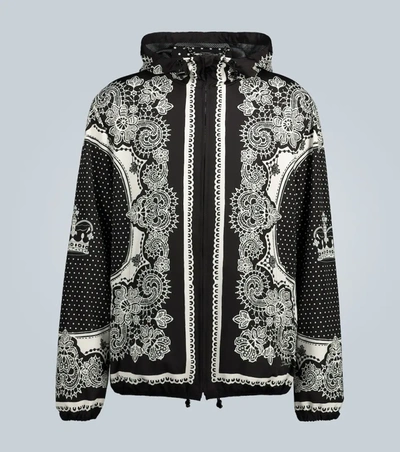 Dolce & Gabbana Bandana-print Mesh-lined Windbreaker Jacket In Black
