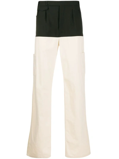 Raf Simons Two-tone Wide-leg Trousers In Black