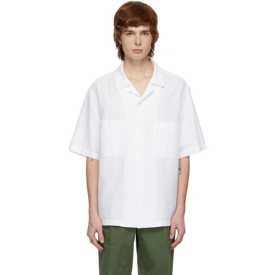 Barena Venezia Cuban-collar Basketweave-cotton Shirt In White
