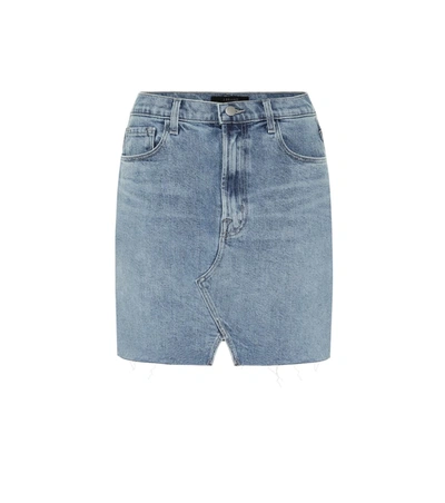 J Brand Faded Denim Mini Skirt In Blue