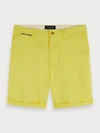 Scotch & Soda Pima Cotton Chino Shorts In Yellow