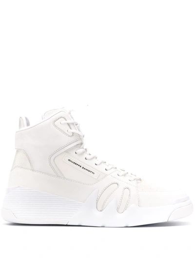 Giuseppe Zanotti Talon Sneakers In White Leather And Fabric