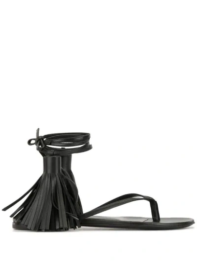 Jil Sander Wrap-tie Tassel Sandals In Black
