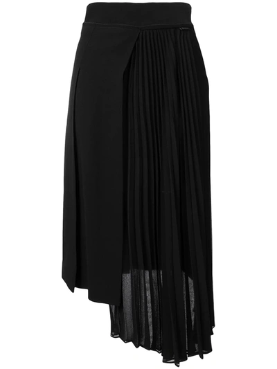 Moncler Ladies Black Asymmetric Pleated Skirt