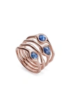 Monica Vinader Siren 18ct Rose Gold-plated Vermeil Silver And Kyanite Cluster Cocktail Ring In R Gold