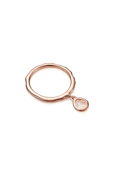 Monica Vinader Siren 18ct Rose Gold-plated And Quartz Pendant Ring In Rose Gold/ Rose Quartz