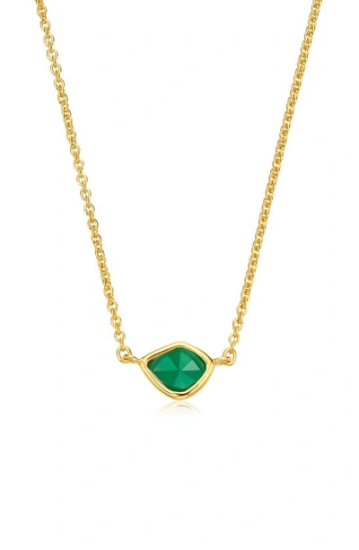 Monica Vinader Siren Mini Nugget 18ct Gold-plated Sterling Silver And Green Onyx Necklace