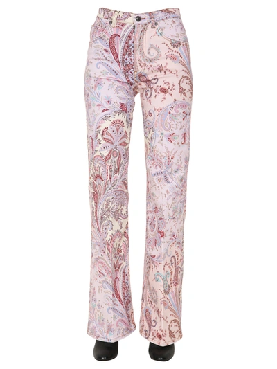 Etro Printed Denim High Waist Boyfriend Jeans In Pink