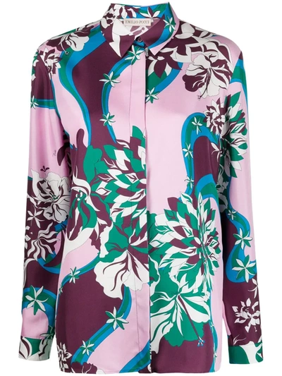 Emilio Pucci Abstract Print Silk Shirt In Pink