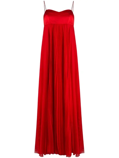 Pinko Long Empire Line Dress In Red