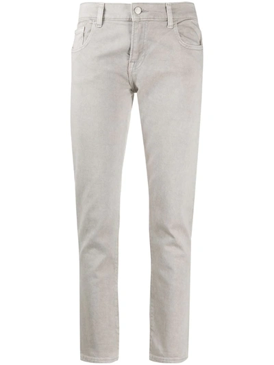 Emporio Armani Low-rise Logo Jeans In Grey