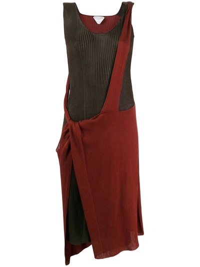 Bottega Veneta Deconstructed Knit Dress In Brown