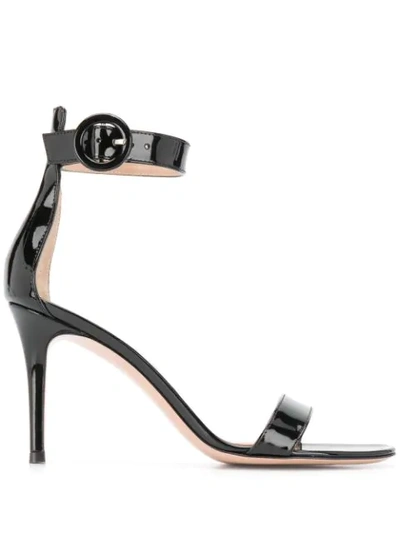 Gianvito Rossi 90mm Circle Buckle Sandals In Black