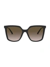 Tory Burch Women's Polarized Square Sunglasses, 55mm In Black/gray Gradient Polarized