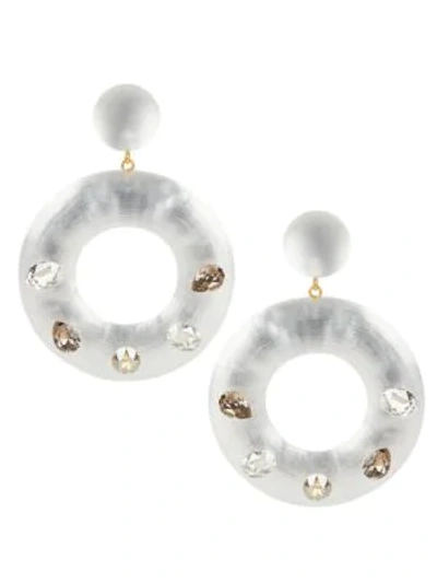 Alexis Bittar Future Antiquity Crystal Studded Circle Drop Earrings In Silver
