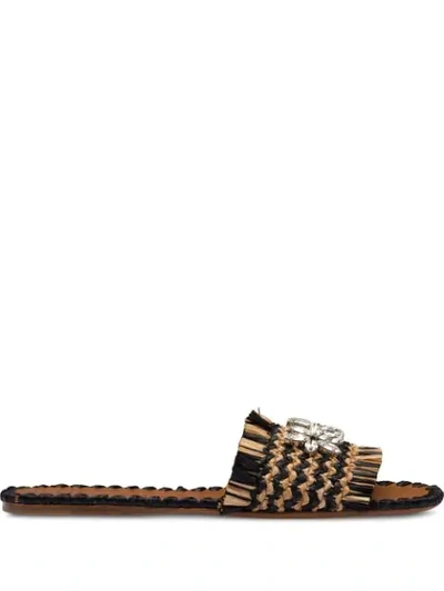 Miu Miu Women's Calzature Donna Crystal Slide Sandals In Neutrals