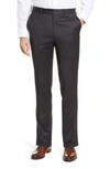 Peter Millar Harker Flat Front Solid Stretch Wool Dress Pants In Charcoal