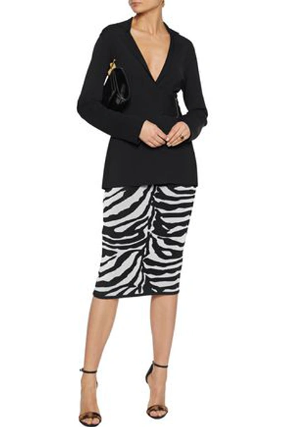 Herve Leger Zebra-jacquard Pencil Skirt In Animal Print
