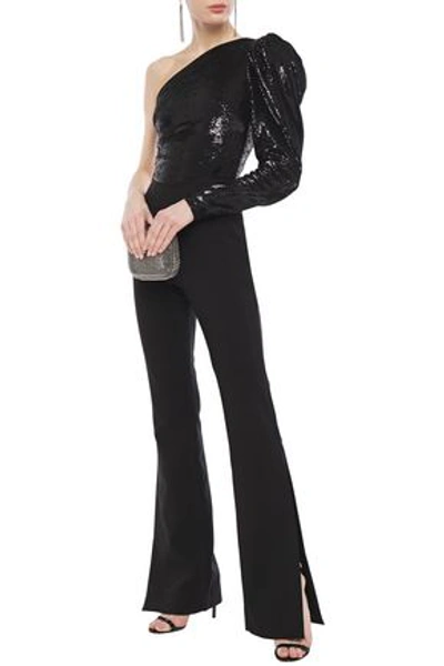 Alexandre Vauthier One-shoulder Sequined Tulle And Stretch-jersey Bodysuit In Black