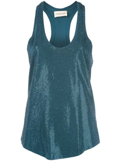 Alexandre Vauthier Crystal-embellished Stretch-cotton Jersey Tank In Blue