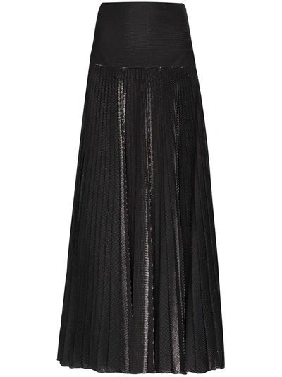 Alexandre Vauthier Buckled Pleated Silk-blend Satin Maxi Wrap Skirt In Black