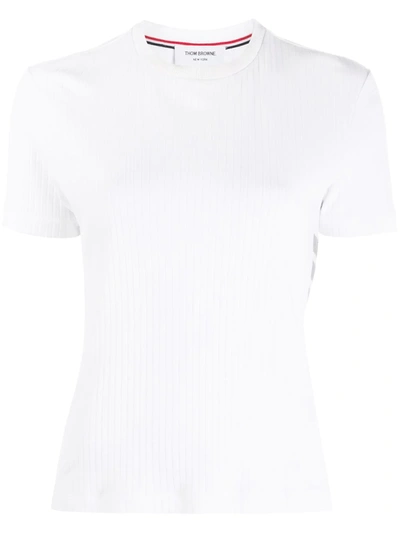 Thom Browne 4 Bar Side Detail High Twisted Rib T-shirt In White