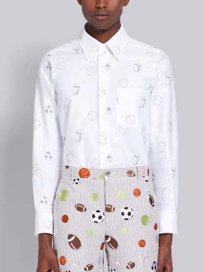 Thom Browne Multi Ball-embroidered Shirt In White