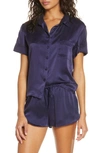 Papinelle Short Silk Pajamas In Navy